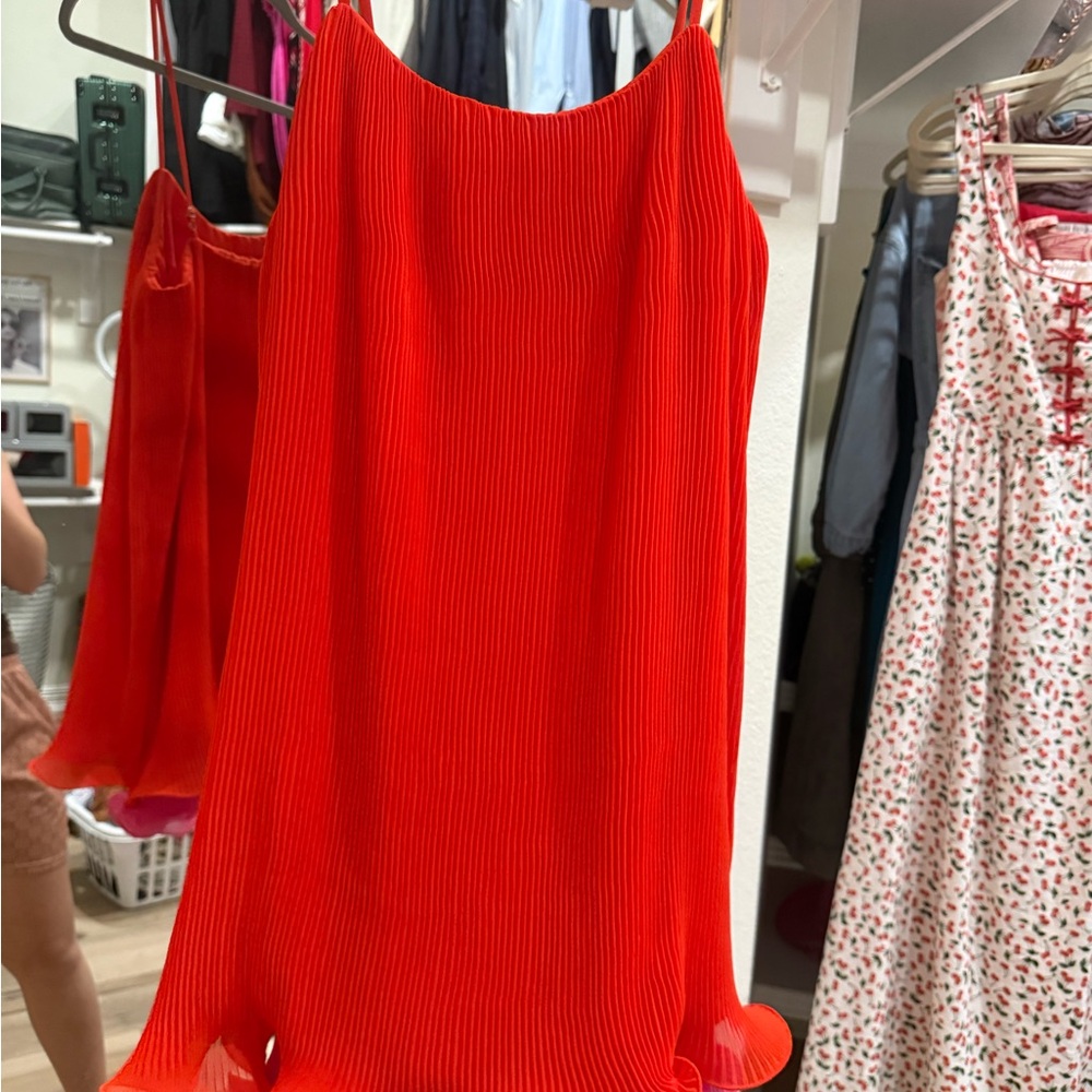 Milly Bold Red Pleated Dress